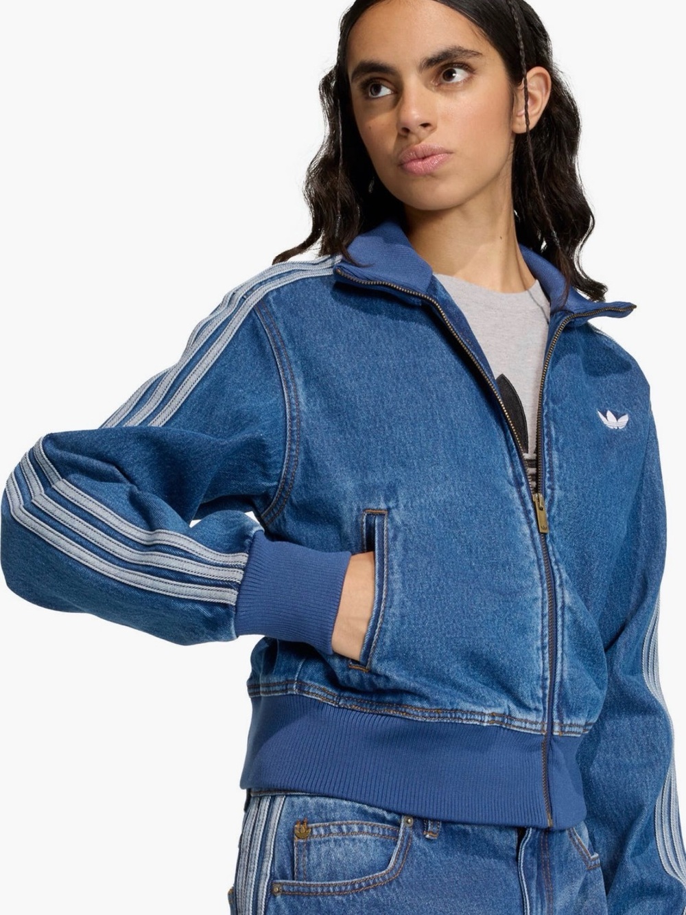 NWT adidas Originals Firebird Denim Track Jacket - Picture 5 of 10